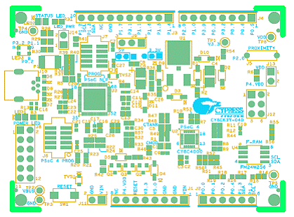 图7. cy8ckit-040基板pcb元件布局图:顶层