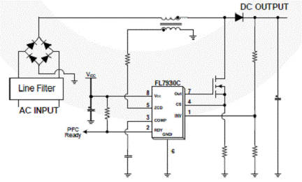 图4.fl7930b 单级反激转换器应用电吠 