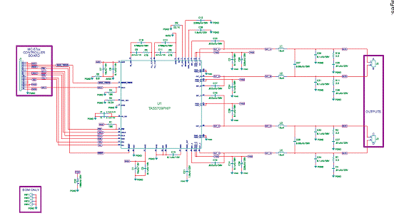 an external subwoofer board   double-sided, plated-through pcb