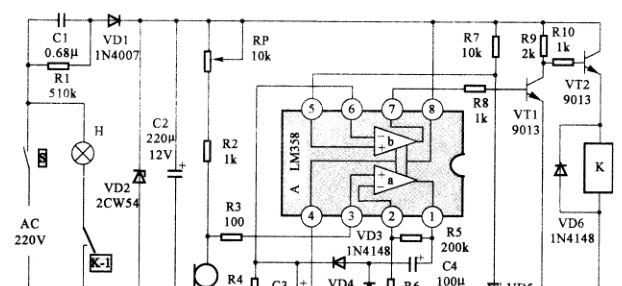 lm358应用电路之声控延时开关电路