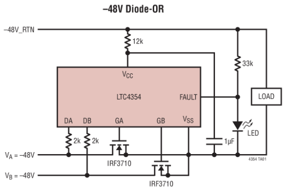 LTC4354負電壓二極管“或”控制器和監視器