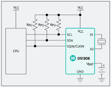 DS1308低功耗I2C RTC，帶有56字節NV RAM