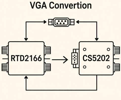 DP转VGA设计方案|替代RTD2166方案|CS5202替代RTD2166