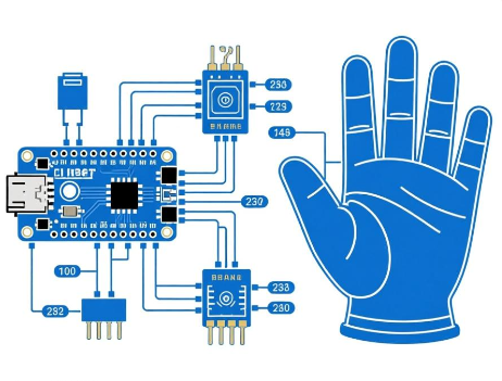 基于 Arduino Nano R3 的手语翻译手套（电路图+代码）