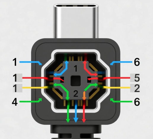 typec母座6脚接线图