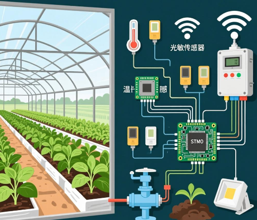 基于STM32单片机的农作物大棚设计-温湿度-光敏-土壤-WiFi+水泵+补光-（电路图+程序源码）