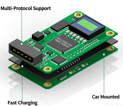 36W降压AC口多协议带屏PD车载手机快速充电方案