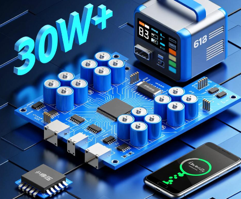 ≧30W多节升降压PD带屏快充移动电源方案