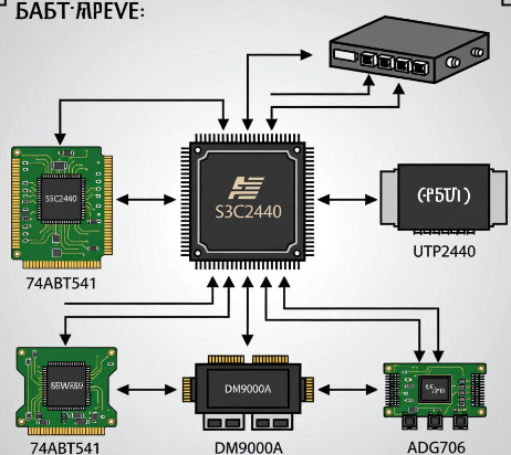 基于S3C2440嵌入式处理器+驱动缓冲器74ABT541+网络扩展芯片utu2440+DM9000A+ADG706的电视发射机控制单元设计方案