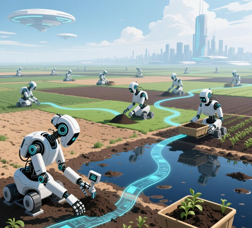 基于生物行为算法的土地充足性机器人集体系统