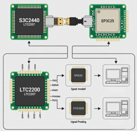 基于A/D转换芯片LTC2207在S3C2440和EP3C25控制下的采集应用方案