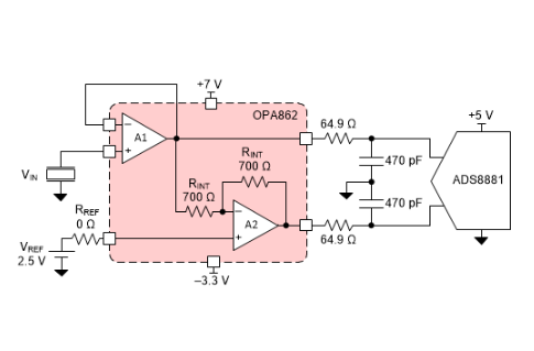 OPA862 12.6V、低噪声、单端到差分、高输入阻抗放大器详情