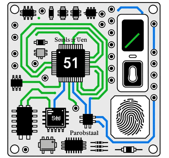 基于51单片机指纹密码锁/指纹解锁/指纹识别门禁系统电子DIY设计-电路图-程序-仿真-论文-覆铜板