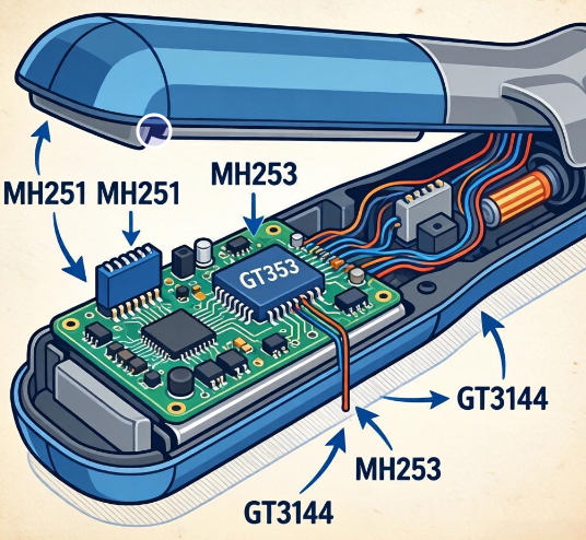 霍尔传感器IC MH251，MH253，GT3144在卷发器中的应用