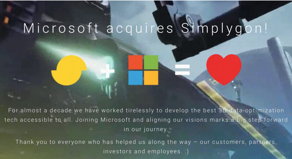 微软收购瑞典软件商Simplygon加速实现“全民3D”