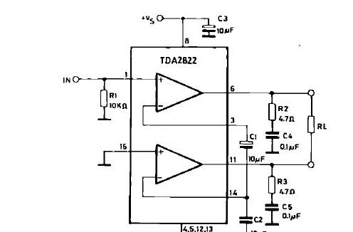 用TDA2822制作的立体声迷你小功放电路