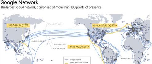 谷歌再建三条海底光缆系统 扩大全球云服务