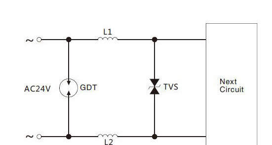 基于TVS瞬变抑制二极管/贴片陶瓷气体放电管的AC24V电源防护方案