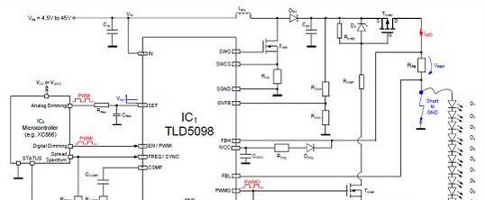 基于Infineon公司的TLD5098汽车内外LED照明解决方案