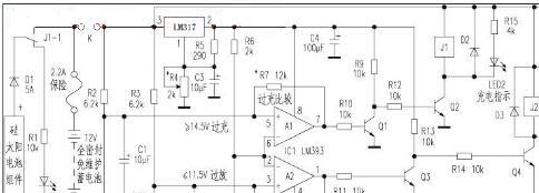 太阳能控制器电路图(LM393/电源/PIC12F675单片机控制器)