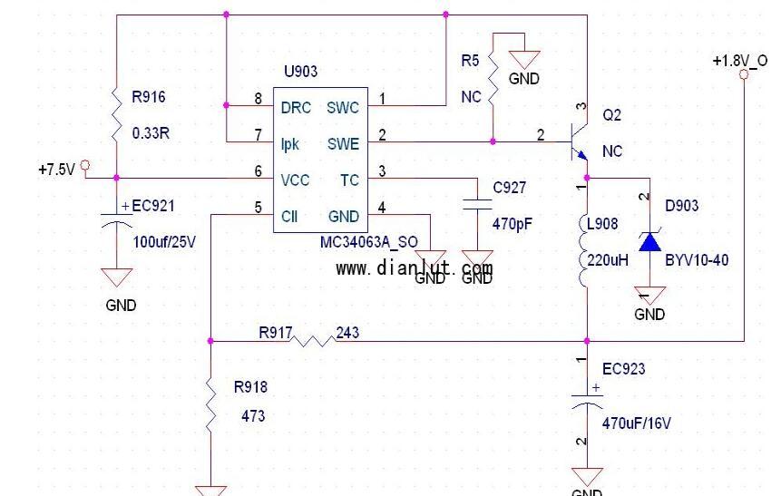 MC34063降压电路图,MC34063扩流原理图