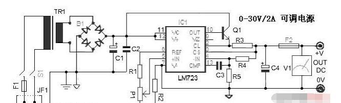 LM723组成的可调稳压电源电路
