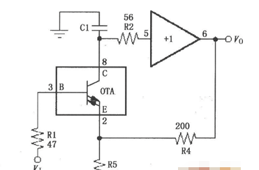 宽带跨导型运算放大器和缓冲器OPA660的电流反馈放大电路图