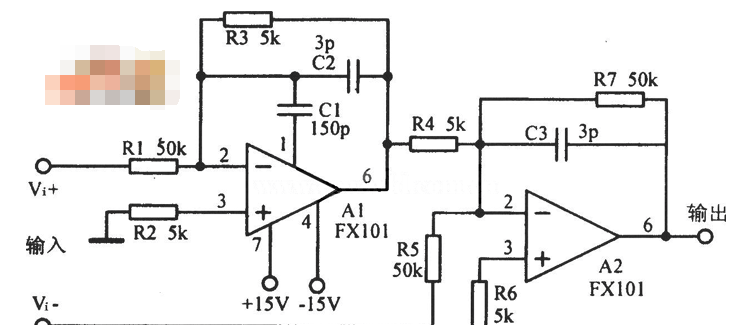 具有输入电压可达l00V的差分放大电路图