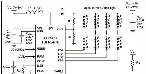 AAT1451：平板电脑高效白光LED驱动方案