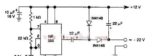 基于NE555 计时IC设计低功率直流二倍压电路图
