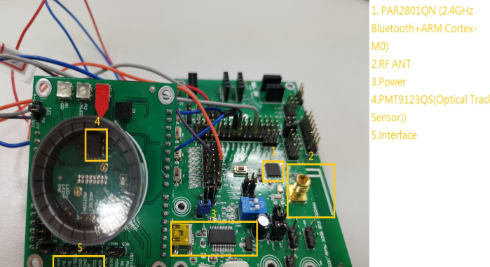 基于Pixart PMK9123IR-TVIT结合PAR2801蓝芽应用于无线数位旋钮