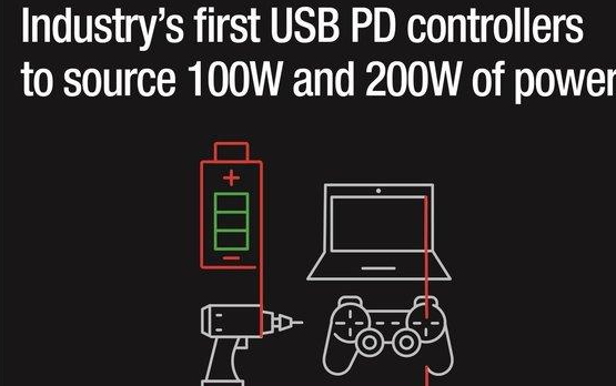 德州仪器推出首款200W和100W USB Type-C™和USB电力输送控制器