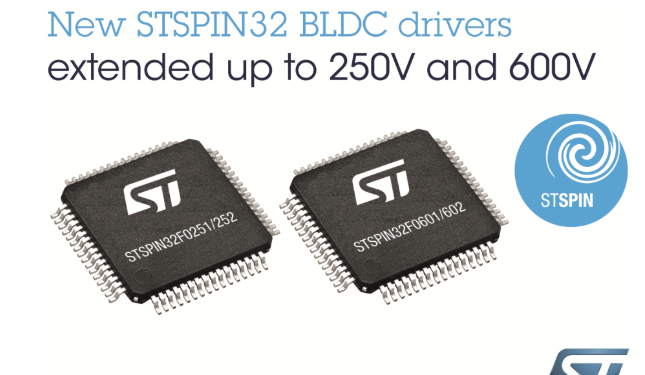 意法半导体发布面向高电压应用的新STSPIN32 BLDC电机驱动器