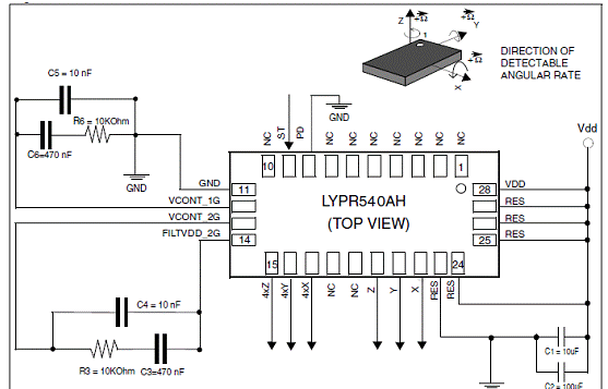 ST LYPR540AH MEMS三轴运动检测方案 