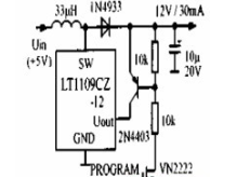 简易3V-12V DC/DC变换电路原理图