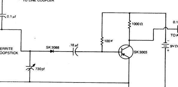 单晶体管载波电流接收器至线路耦合器