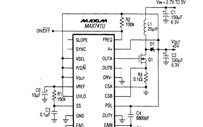 输入为+3~+5V 1A时电压为5V电源电路