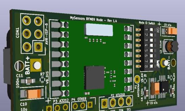 Mysensors RFM69W多传感器节点（CR123）电路方案（原理图）
