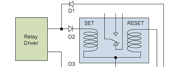 如何利用二极管电路实现双线圈锁存继电器？