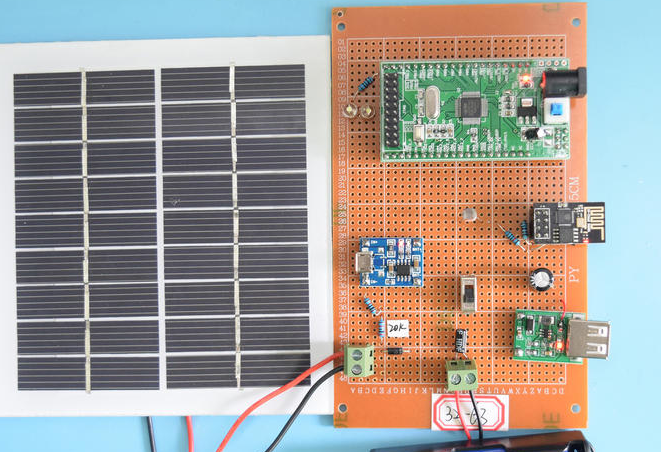 基于STM32单片机的太阳能无线路灯WIFI光照控制路灯APP设计-万用板-电路图+程序+论文63