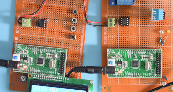 基于STM32单片机的智能大棚485上传温湿度光照检测补光设计-万用板-原理图+PCB图+程序48