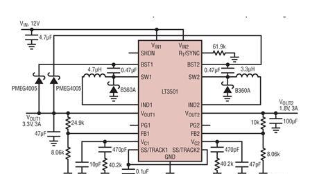 双路电流模式DC/DC转换器LT3501的性能特点及适用范围
