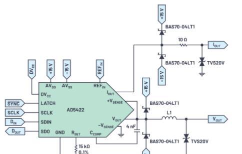 基于AD5422 DAC芯片+ADuM1401的微控制器控制隔离式16位输出模块解决方案