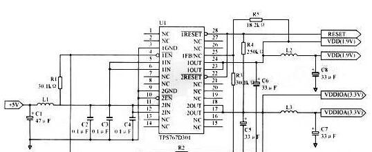 基于DSP芯片TMS320F2812+TPS767D301电压调整器实现双路低压差电源调整器的应用方案