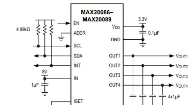 MAX20087ATPA/VY+ Maxim Integrated MAX2008x相机电源保护IC