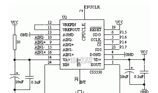 基于Delta-Sigma模数转换器CS5550+93C46 EEPROM存储模块+RS-232通信模块实现智能型测量仪表的设计方案