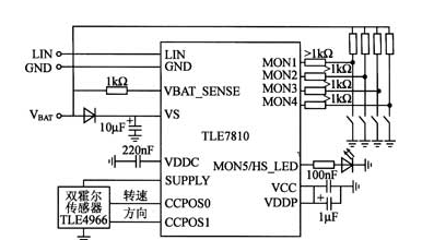 基于TLE7810 8位单片机+霍尔式传感器TLE4966的高性价比电动车窗控制器设计方案
