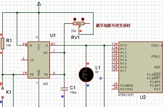 51单片机的555定时器计时器_延时可调(proteus仿真+程序)