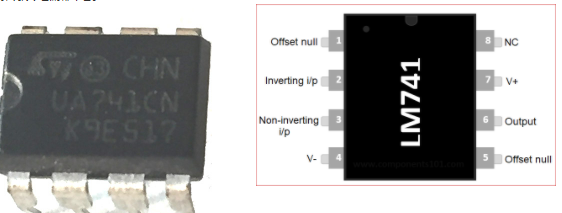 LM741运算放大器IC_引脚配置_应用
