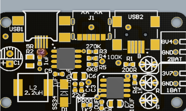 CS5080+TP4056 5V输入4.2V 8.4V输出锂电充电控制板(AD硬件原理图+PCB)